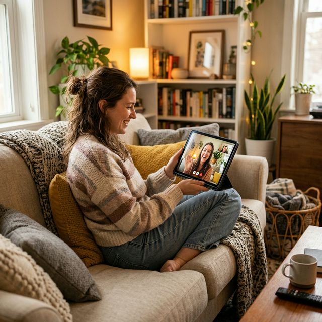 Person enjoying a video call from home